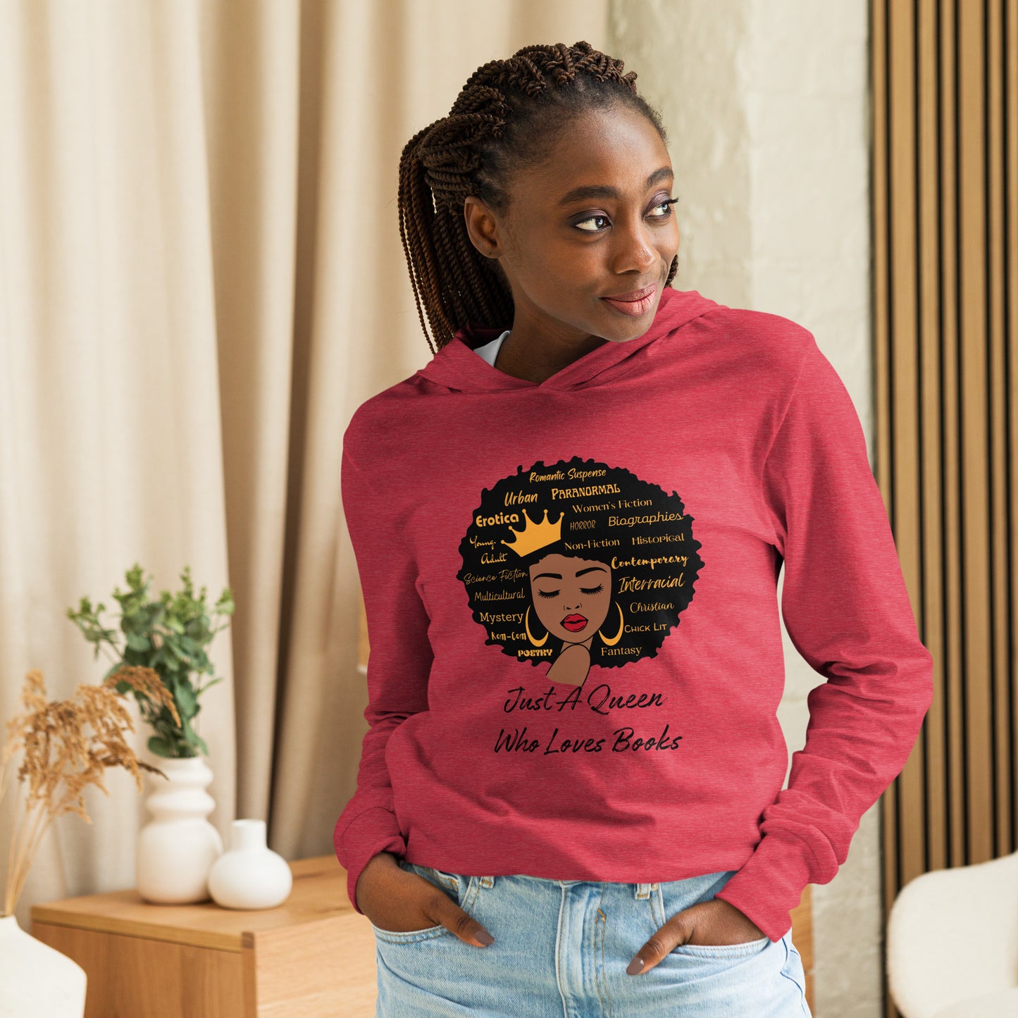 Just A Queen Who Loves Books Hooded Long Sleeve Tee