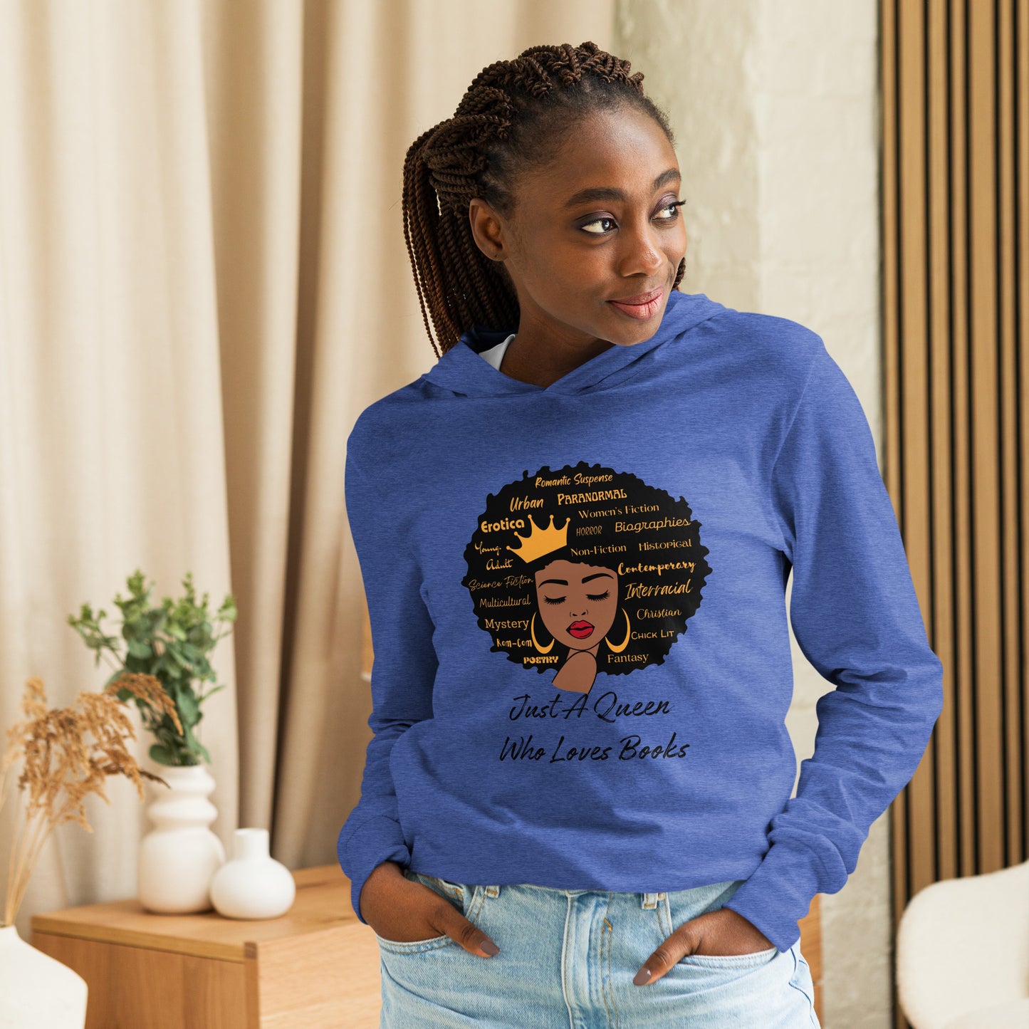 Just A Queen Who Loves Books Hooded Long Sleeve Tee